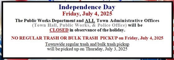Trash schedule July 2025