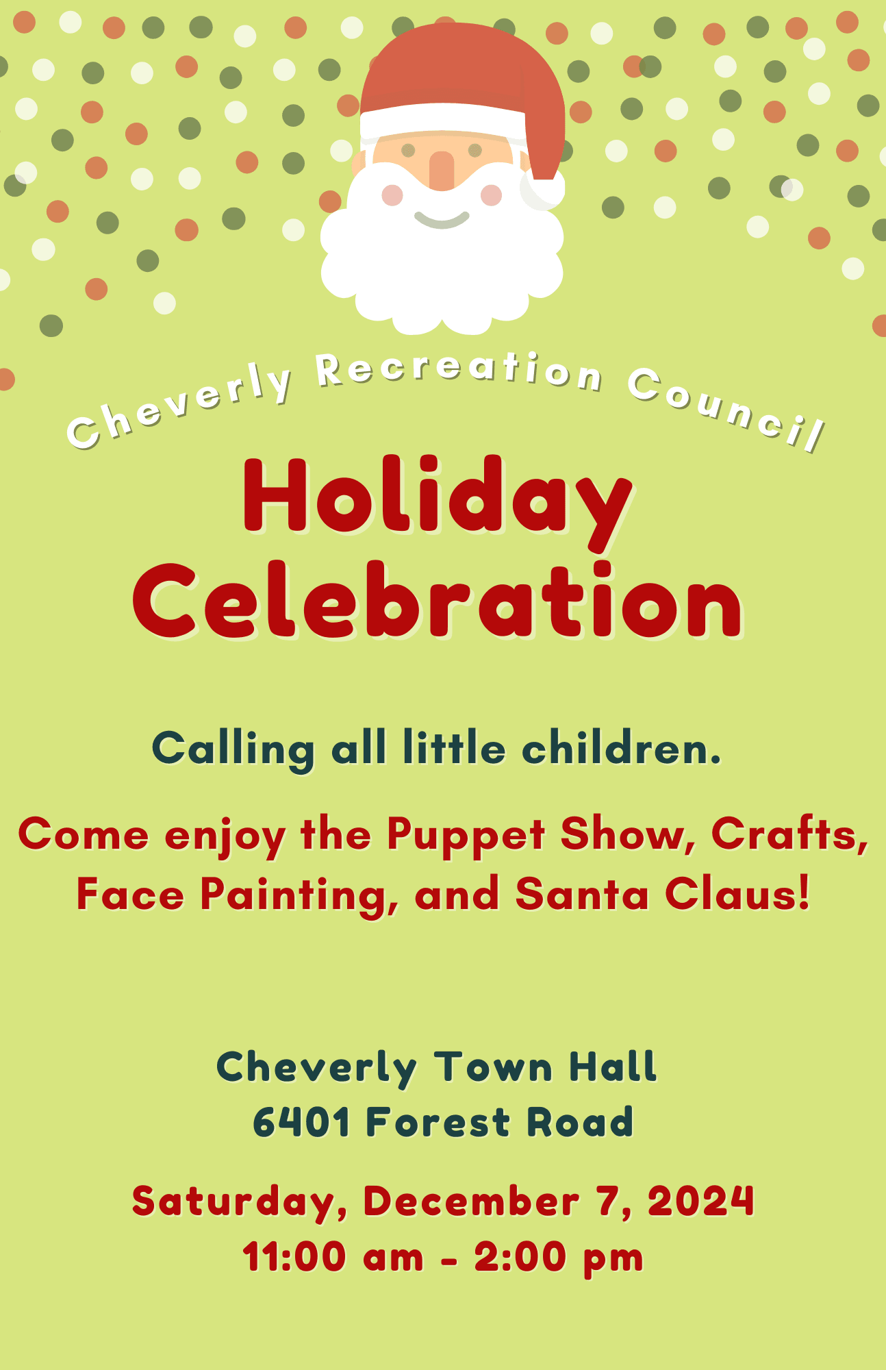 December 2024 Rec Council Holiday Celebration Flyer