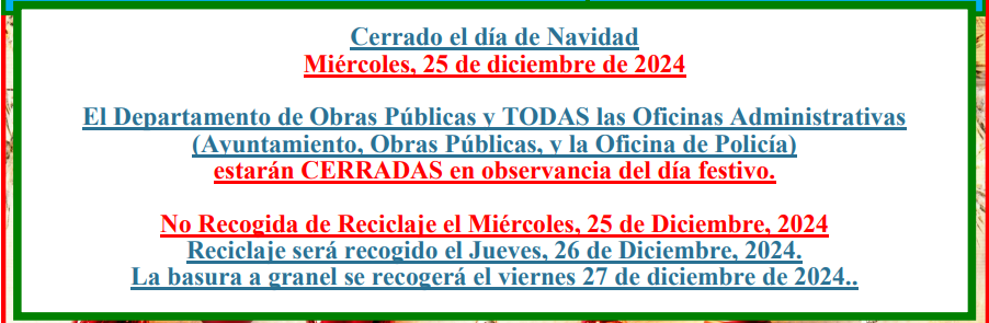 december 2024 holiday trash schedule b spanish