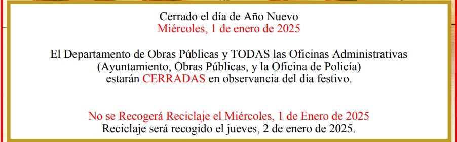 2024 closed for the holiday new year spanish