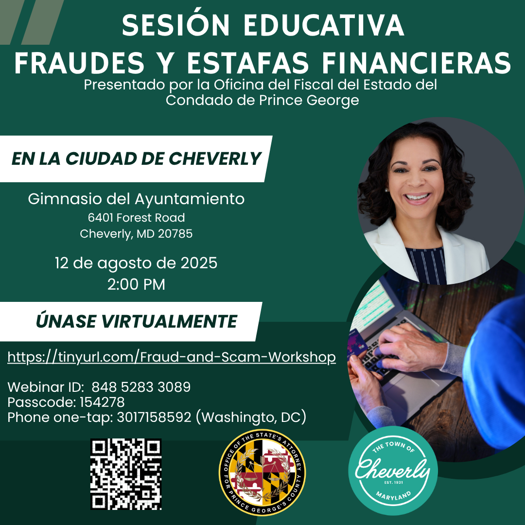 Education Worshop Financial Fraud and Scams with seal Spanish