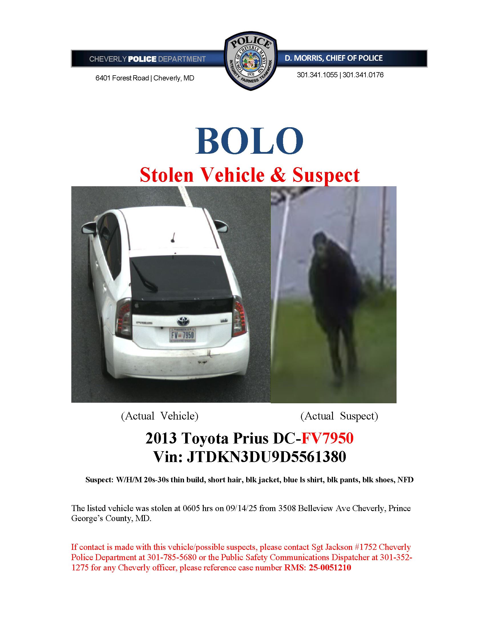 BOLO 9.14.25 Stolen Veh BOLO 25-0051210 _