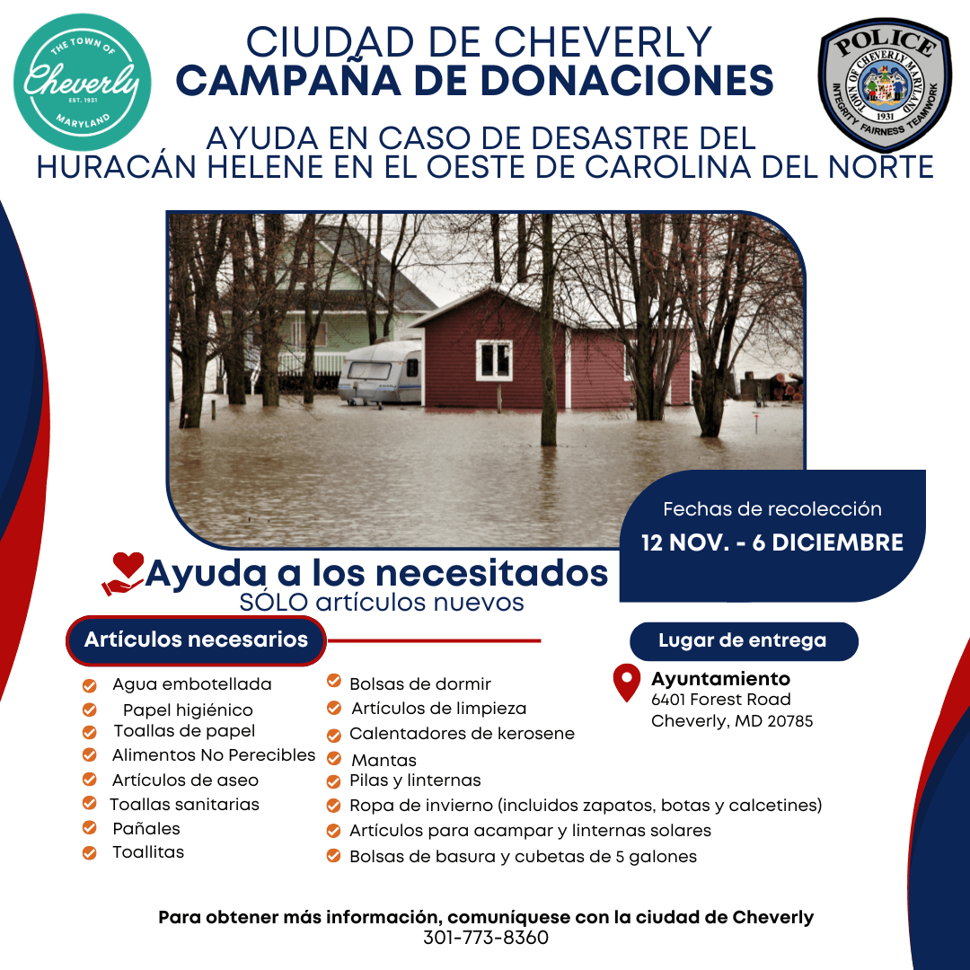 Hurricane Helene Donation Flyer Spanish